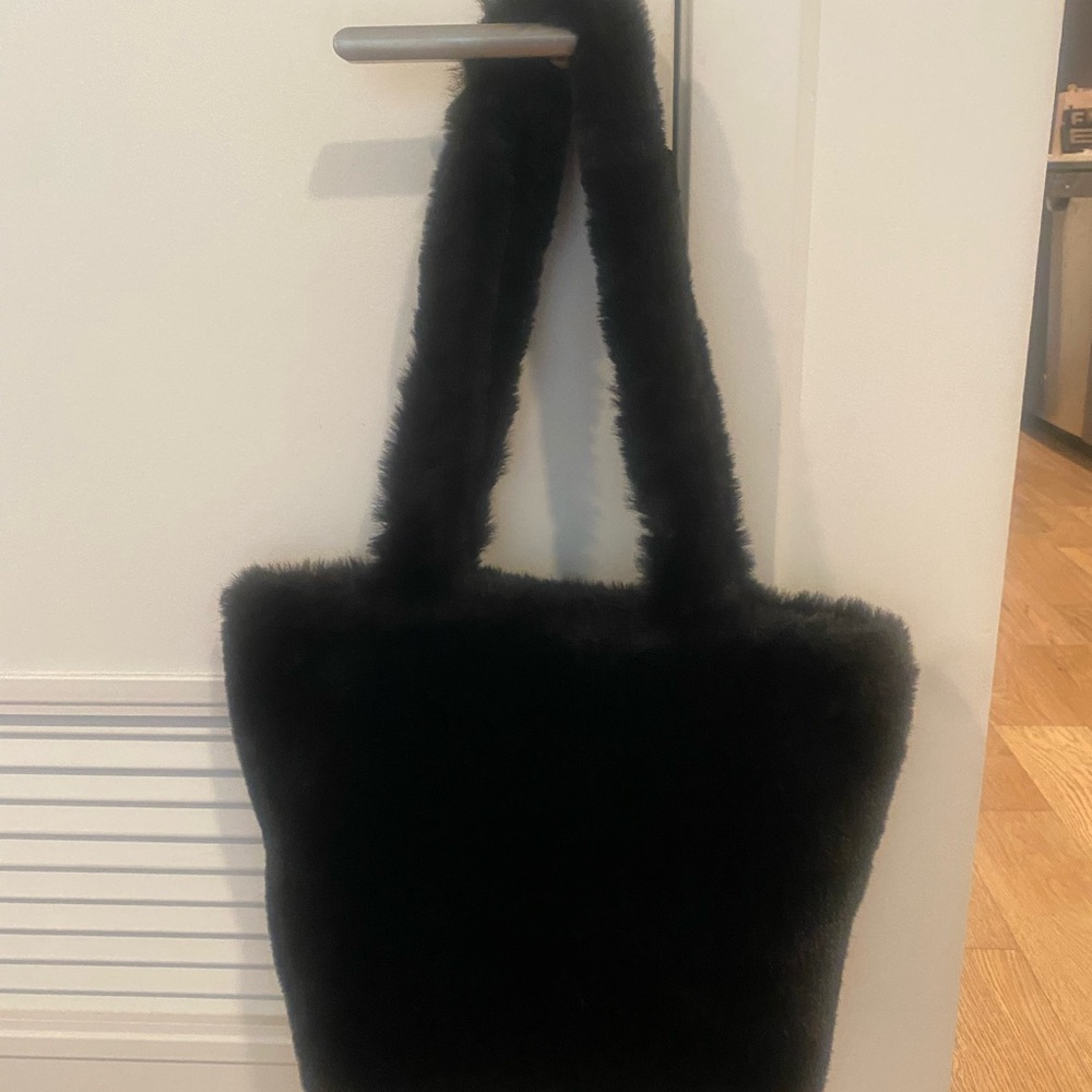 John Galt new Elegant Black Faux Fur Tote Bag